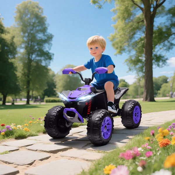 AIYAPLAY Børne-ATV 24V Lilla (Violet) Elektrisk Køretøj - 2 Sæder, LED Lys, MP3/USB, 6.5 km/t, 3-8 År