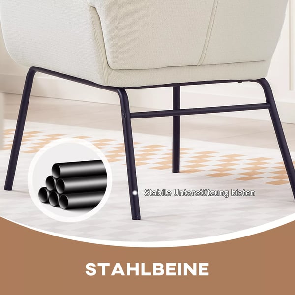 HOMCOM accentstol, wingback-stil, krämvit, polyester