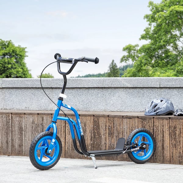 AIYAPLAY Løbecykel til børn 5-12 år, justerbart styr, store hjul, støtteben, håndbremse, stål/plast, blå