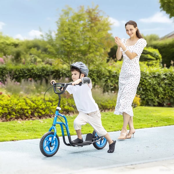 AIYAPLAY Løbecykel til børn 5-12 år, justerbart styr, store hjul, støtteben, håndbremse, stål/plast, blå