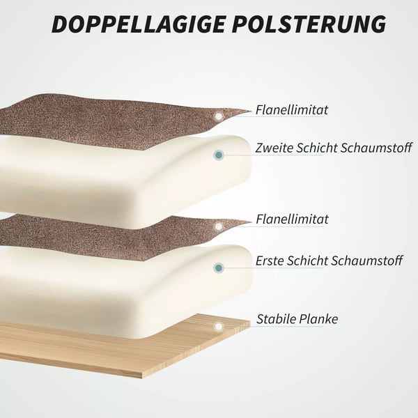HOMCOM Ergonomisk kontorstol, lænebar ryglæn, fodstøtte, blødt stof, lysebrun