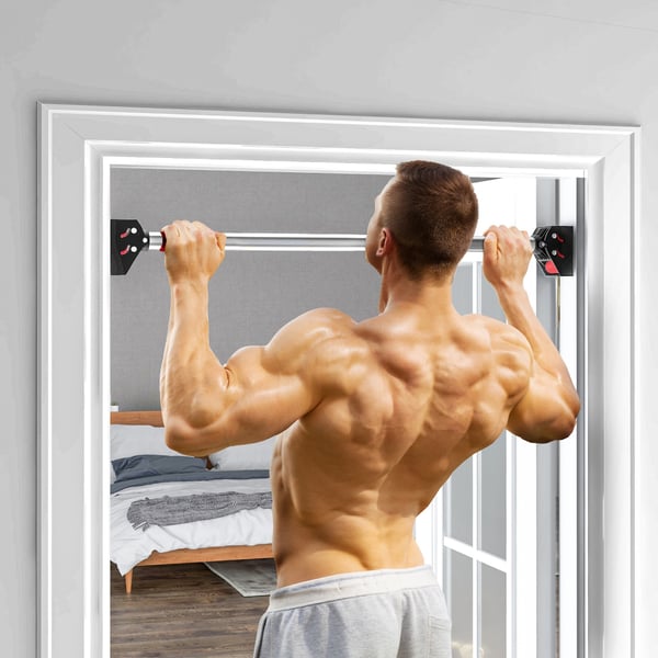SPORTNOW Pull-up-stang, justerbar til dørkarm, skridsikker dørstang til vægmontering, pull-up bar til hjemmetræning, fitnesscenter, stål, sort | Aosom