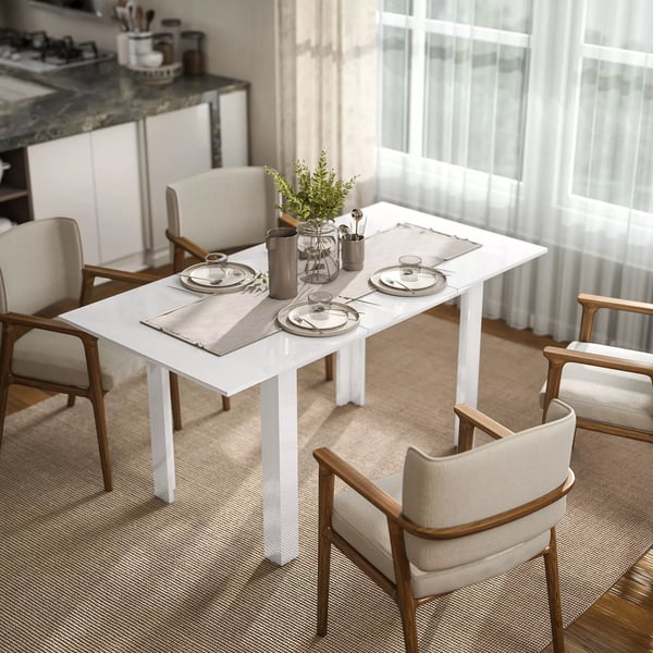 HOMCOM Udtr8kbart Spisebord, H8jglans Hvid, MDF, 120-160x70 cm, 4-6 personer