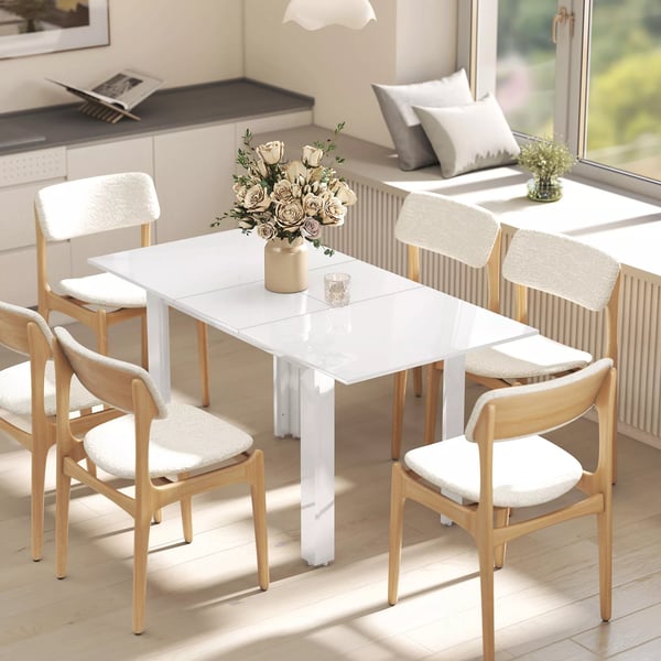 HOMCOM Udtr8kbart Spisebord, H8jglans Hvid, MDF, 120-160x70 cm, 4-6 personer