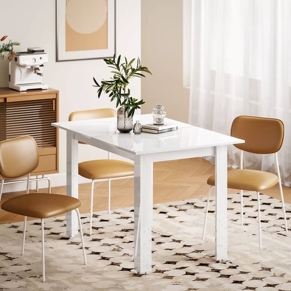 HOMCOM Udtr8kbart Spisebord, H8jglans Hvid, MDF, 120-160x70 cm, 4-6 personer