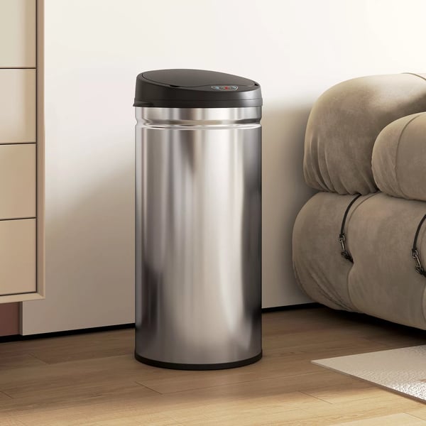 HOMCOM 42L sensorstyrd soptunna i rostfritt stål, silver