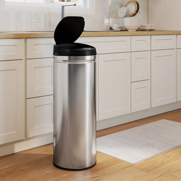 HOMCOM sensor skraldespand 50L, rustfrit stål, sølv, berøringsfri, soft-close