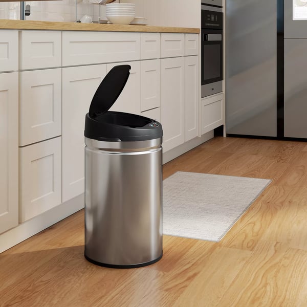 HOMCOM 30L Sensor Skraldespand Rustfrit Stål Sølv - Automatisk Berøringsfri Affaldsbeholder med Soft-Close