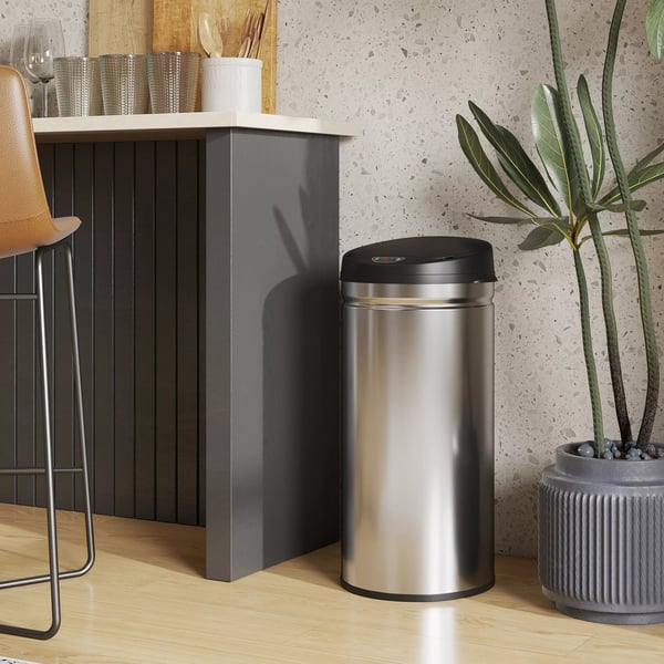 HOMCOM 42L sensorstyrd soptunna i rostfritt stål, silver