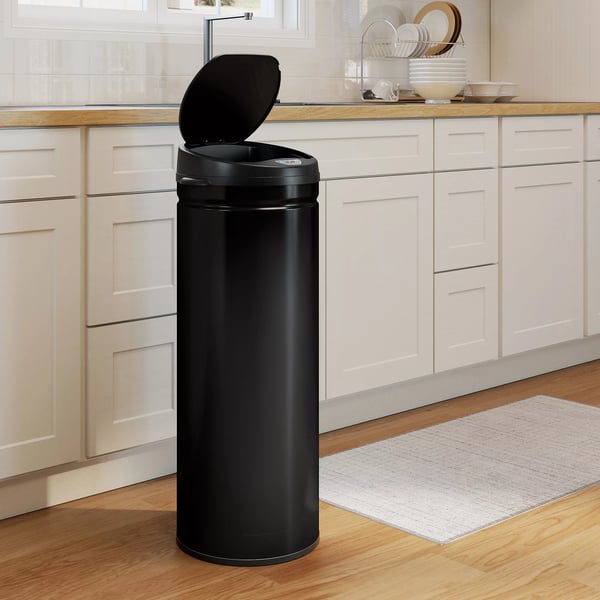 HOMCOM 50L Sensor Skraldespand - Berøringsfri Affaldsspand i Rustfrit Stål, Sort