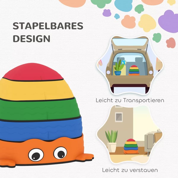 AIYAPLAY Balansstenar Set, 5-pack, Groda, Stapelbara, Plast, Flerfärgade