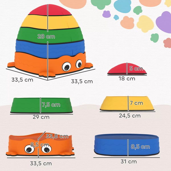 AIYAPLAY Balansstenar Set, 5-pack, Groda, Stapelbara, Plast, Flerfärgade