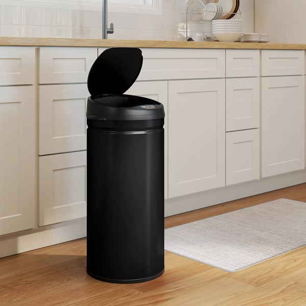 HOMCOM 42L Sensor Roskakori, Kosketusvapaa, Soft-Close, Ruostumaton teräs, Musta