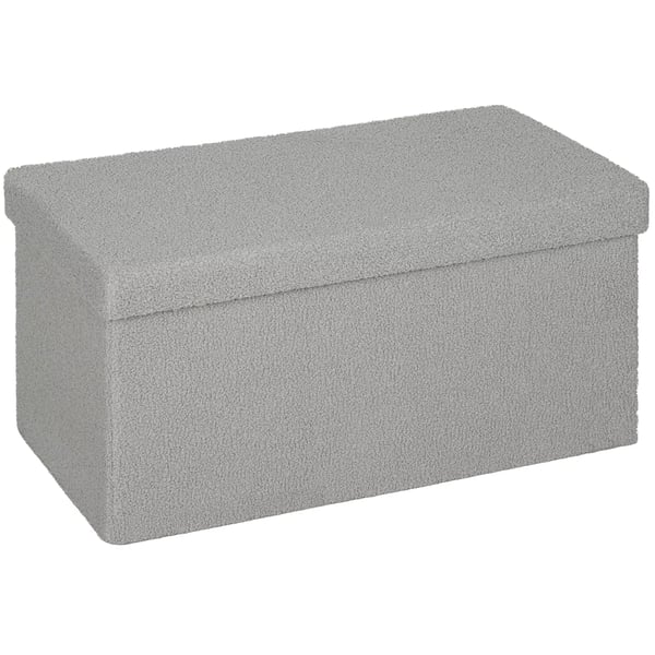 HOMCOM Opbevaringsskammel, Polstret Bænk med Opbevaring og Låg, Stue/Soveværelse/Entré, Lysegrå, Polyester, 76x38x38cm