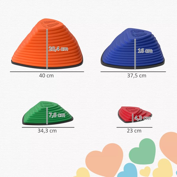 AIYAPLAY balance sten 9 stk. flerfarvet, skridsikkert design, til indendørs/udendørs brug, superstabelbare, TPE-plast, 3-8 år, max. 80 kg belastning