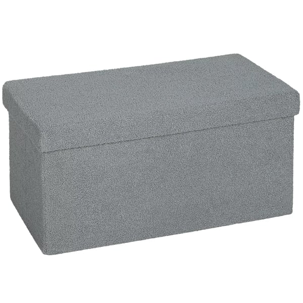 HOMCOM Opbevaringsskammel, Polstret Bænk med Opbevaring og Låg, Foldbar, 76x38x38 cm, Mørkegrå Polyester