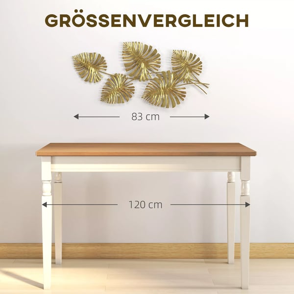 HOMCOM Metallväggdekor Blad Guldfärg Monstera