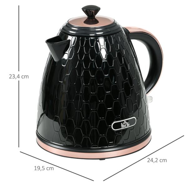 Vattenkokare, 2200W, Siktfönster, Filter, Snabbkokare, Svart