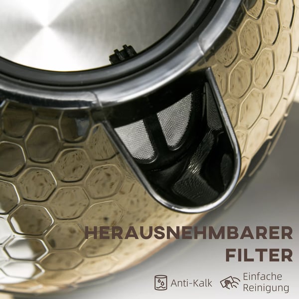 Vattenkokare, 2200W, Siktfönster, Filter, Snabbkokare, Svart