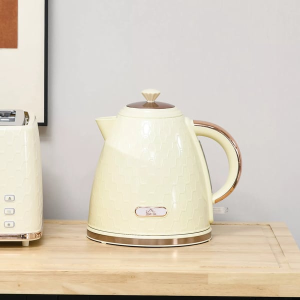 HOMCOM Vedenkeitin, 2200W, Näkyvä taso, Suodatin, Nopea, Beige