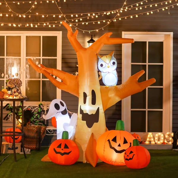 Halloween Puhallettava Haamu Ilmatäyte Koriste Valolla 120/240 cm (Puhallettava Kummituspuu)