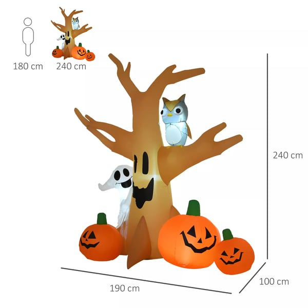 Halloween Puhallettava Haamu Ilmatäyte Koriste Valolla 120/240 cm (Puhallettava Kummituspuu)