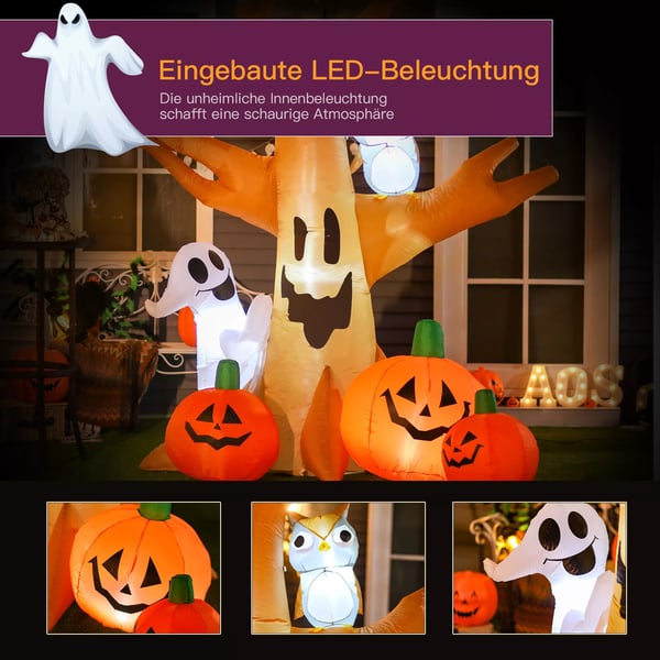 Halloween Puhallettava Haamu Ilmatäyte Koriste Valolla 120/240 cm (Puhallettava Kummituspuu)