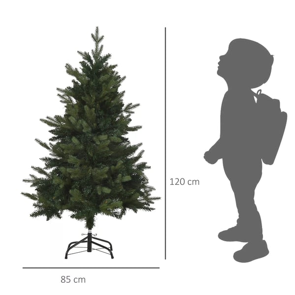 Konstgjord Julgran 1.2m, 657 Grenar, PVC/PE, Metallfot, Grön, Ø85x120cm