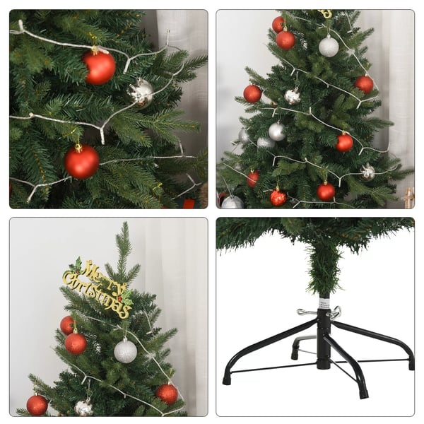 Konstgjord Julgran 1.2m, 657 Grenar, PVC/PE, Metallfot, Grön, Ø85x120cm