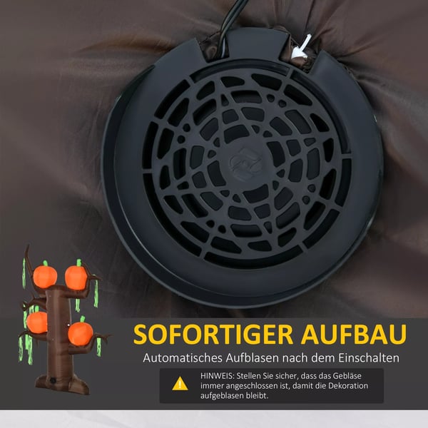 Uppblåsbar Spökträd Pumpa Halloween Dekoration Figur Luftfigur med LED-belysning, Polyester, 180x80x240cm | Aosom