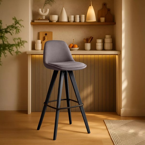 2 kpl Corbin baarituolia, kangasta, taupe, puu