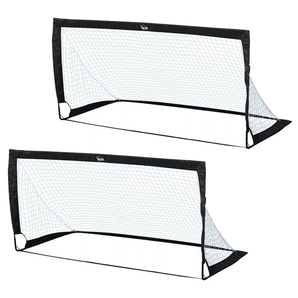 HOMCOM Foldbart Fodboldmål Sæt til Børn og Voksne - 2 stk. Mål af Stål og Oxfordstof, Sort, 186x90x89 cm - Inkl. Bæretaske