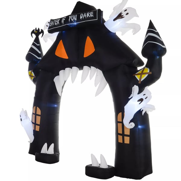 Halloween puhallettu kaari, Halloween-koriste, 300 cm suuri Halloween-koriste LED-valaistuksella, juhlakoriste sisä- ja ulkokäyttöön