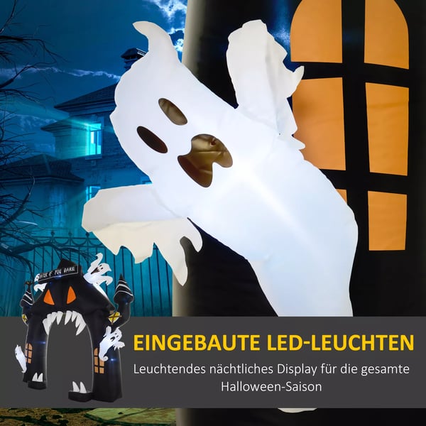 Halloween puhallettu kaari, Halloween-koriste, 300 cm suuri Halloween-koriste LED-valaistuksella, juhlakoriste sisä- ja ulkokäyttöön