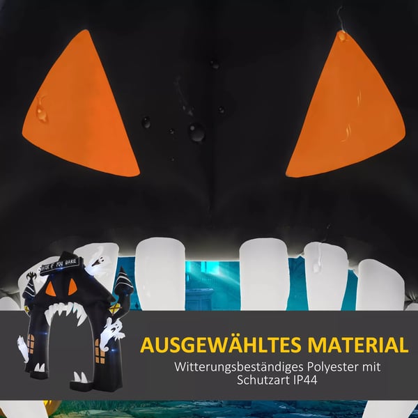 Halloween puhallettu kaari, Halloween-koriste, 300 cm suuri Halloween-koriste LED-valaistuksella, juhlakoriste sisä- ja ulkokäyttöön