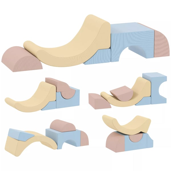 5 stk skumklodser m. kordfløjl, legesæt til børn, kravle, klatre, bygge, sikker, letvægt, Blå/Pink/Beige 5 stk skumklodser m. kordfløjl, legesæt til børn, kravle, klatre, bygge, sikker, letvægt, Blå/Pink/Beige