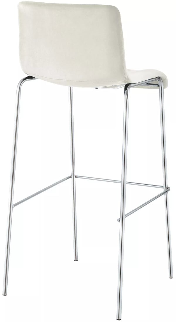 Hoover Cremefarvet Fløjl Barstol med Krom-Look Metal 4-Bens Base