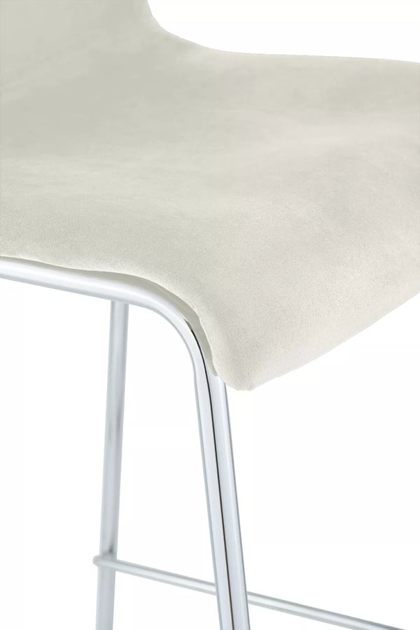 Hoover Cremefarvet Fløjl Barstol med Krom-Look Metal 4-Bens Base