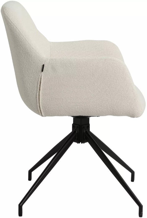 Merlinda Teddy Spisebordsstol med Drejefunktion og Metalbase - Creme