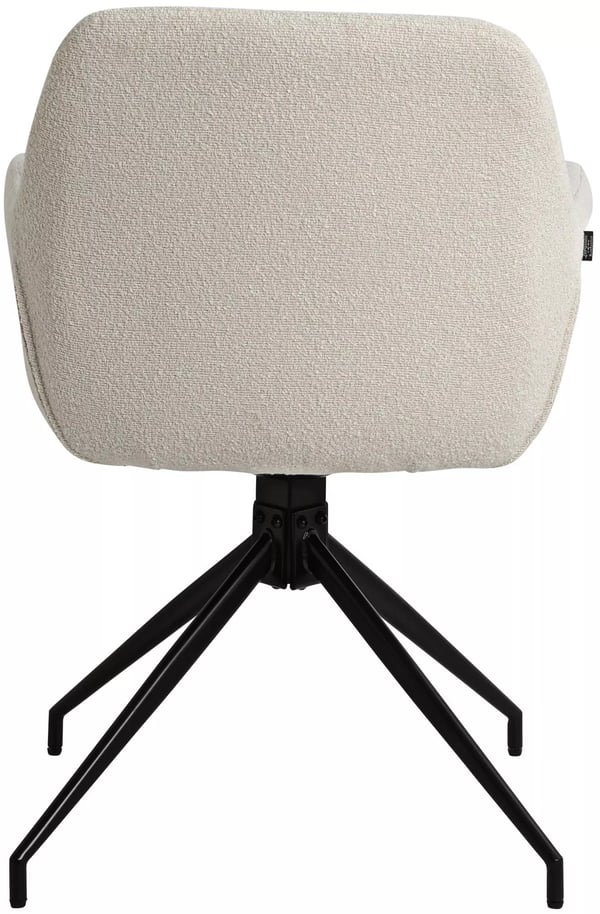 Merlinda Teddy Spisebordsstol med Drejefunktion og Metalbase - Creme