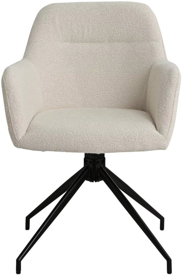 Merlinda Teddy Spisebordsstol med Drejefunktion og Metalbase - Creme