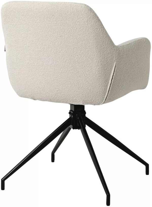 Merlinda Teddy Spisebordsstol med Drejefunktion og Metalbase - Creme