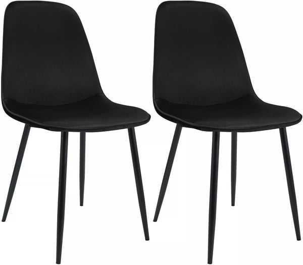 2-delat set sammetsmatstol Maryam, mattsvarta metallben, svart