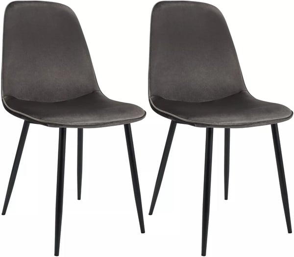 2-delat set matstol Maryam sammetsklädd, antracitfärg, matt svart metallställ, 54x45x88 cm