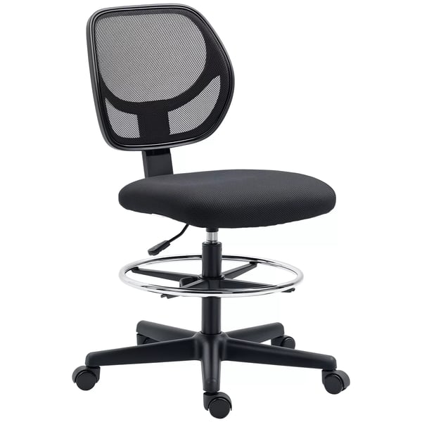 Ergonomisk Kontorstol - Justerbar Fodstøtte, 93-113cm, Hjul, Sort Mesh Ergonomisk Kontorstol - Justerbar Fodstøtte, 93-113cm, Hjul, Sort Mesh
