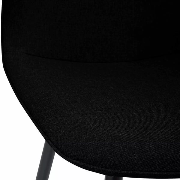 2 kpl Maryam ruokapöydän tuolia, musta kangasverhoilu, mattamusta metallirunko