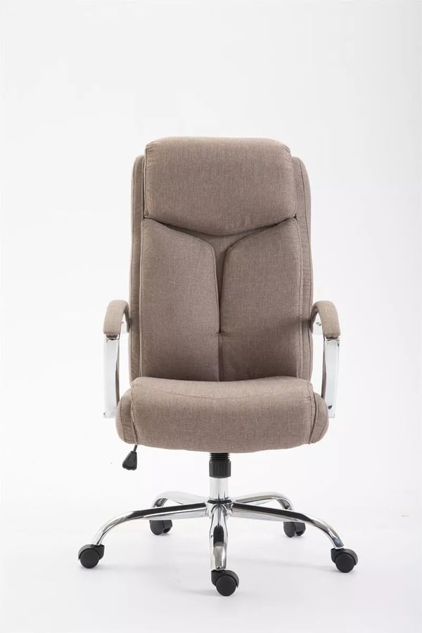 XL Kontorstol Vaud Stof Taupe med Krom-Look Metalstel - Op til 140 kg Kapacitet