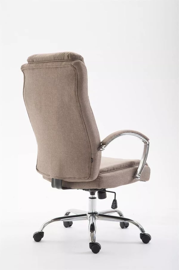 XL Kontorstol Vaud Stof Taupe med Krom-Look Metalstel - Op til 140 kg Kapacitet