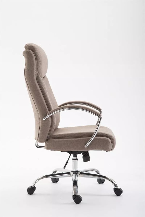 XL Kontorstol Vaud Stof Taupe med Krom-Look Metalstel - Op til 140 kg Kapacitet
