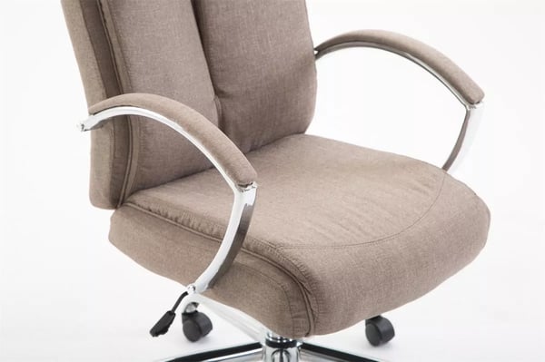 XL Kontorstol Vaud Stof Taupe med Krom-Look Metalstel - Op til 140 kg Kapacitet